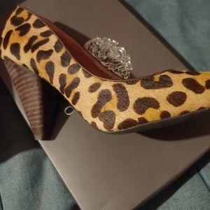 leopard calf skin shoes